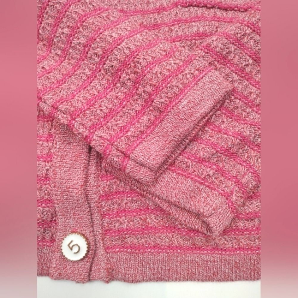 Pink # 5 Buttons Cookie Kudos Knit Women's Sweater Cardigan Buttons SZ small - Picture 8 of 15
